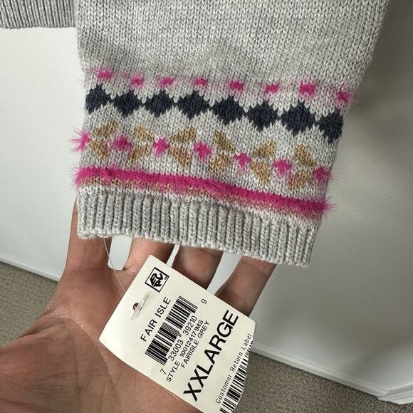 NWT Style & Co Fair Isle Sweater Womens Size 2XL Gray Pink Metallic Classic - Picture 5 of 9